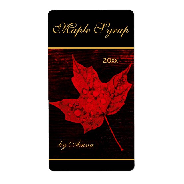 Rain drops on red maple leaf (Front)