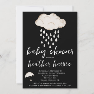 Rain Drops, Rain Cloud, Umbrella Baby Shower Invitation