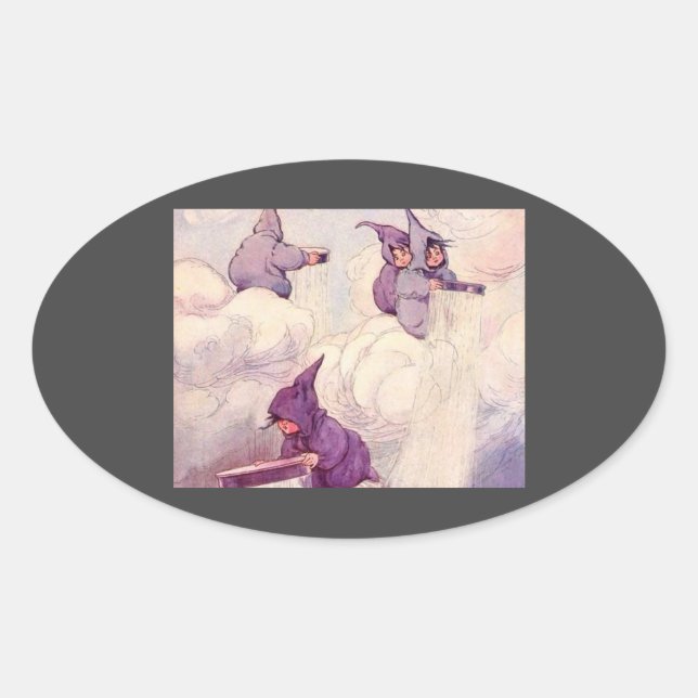 Rain Faeries Making Rain Oval Sticker (Front)