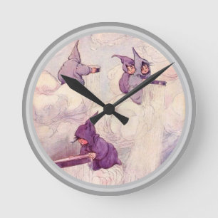 Rain Faeries Making Rain Round Clock