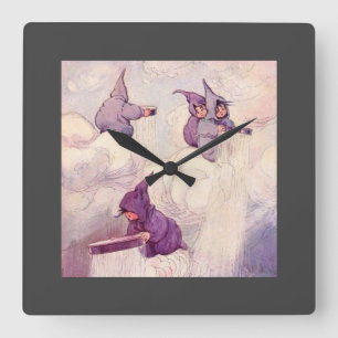 Rain Faeries Making Rain Square Wall Clock