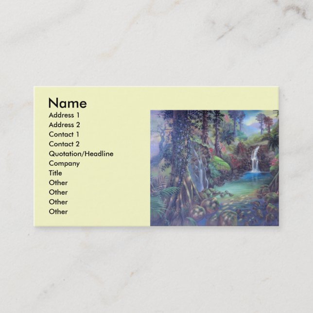 Rain Forest Landscape River Waterfalls Art Business Card (Front)