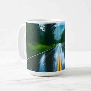Rain-Glazed Forest Road Coffee Mug
