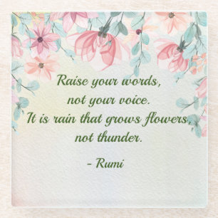 Rain Grows Flowers Rumi Quote Glass Coaster