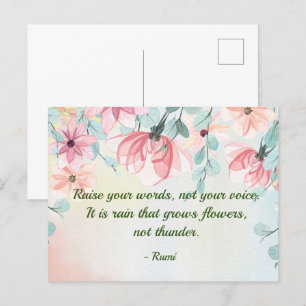 Rain Grows Flowers Rumi Quote   Postcard