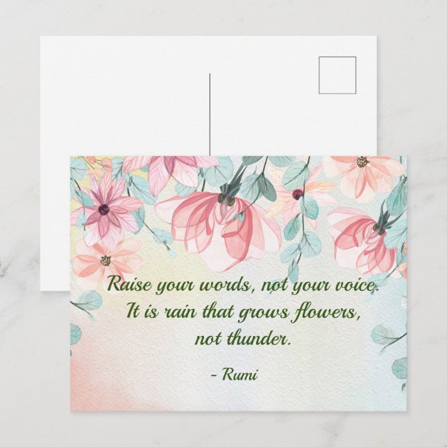 Rain Grows Flowers Rumi Quote   Postcard (Front/Back)