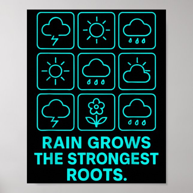 Rain Grows The Strongest Roots Resilience Motivati Poster (Front)