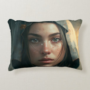 Rain hood girl decorative cushion