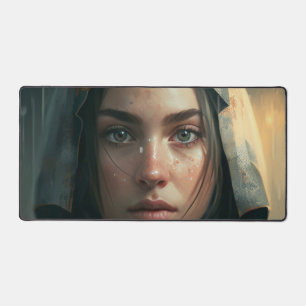 Rain hood girl desk mat