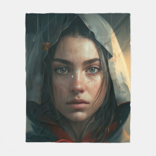 Rain hood girl fleece blanket