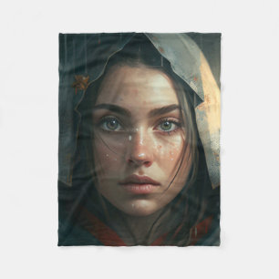 Rain hood girl fleece blanket