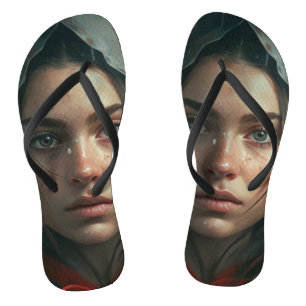 Rain hood girl flip flops