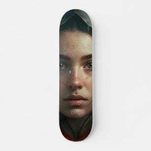 Rain hood girl skateboard