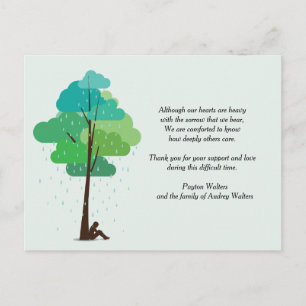 Rain in my Heart Bereavement Postcard Thank You