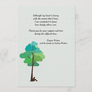 Rain in my Heart Bereavement Thank You Card