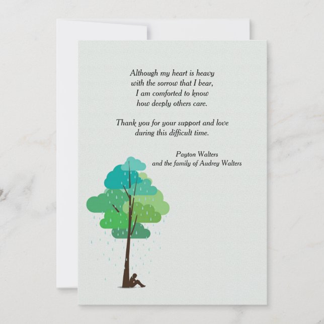 Rain in my Heart Bereavement Thank You Card (Front)