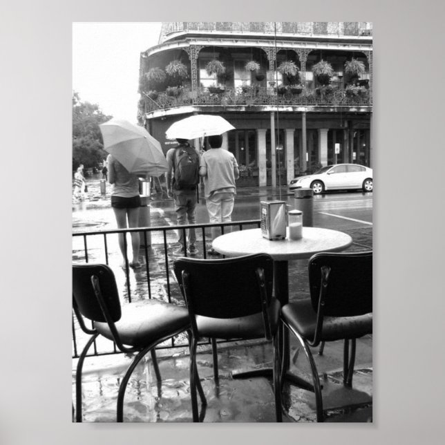Rain in New Orleans Cafe' du Monde French Quarter Poster (Front)