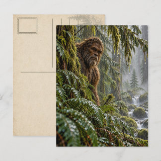 Rain in the Evergreens Bigfoot Postcard