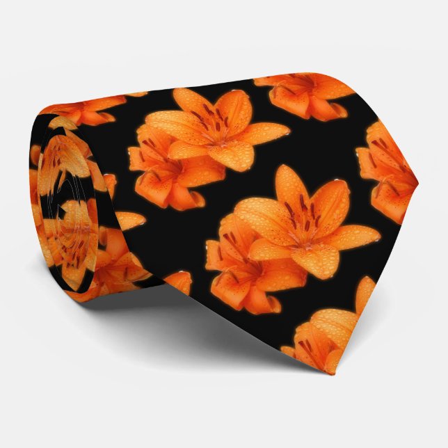 Rain-Kissed Orange Asiatic Tiger Lilies Tie (Rolled)