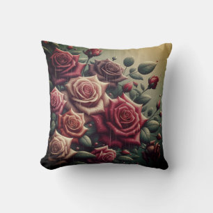 “Rain-Kissed Roses: Vibrant Elegance" Cushion