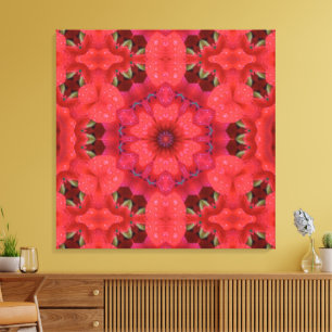 Rain Kissed Scarlet Kaleidoscope Canvas Print