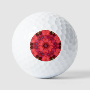 Rain Kissed Scarlet Kaleidoscope  Golf Balls