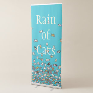 Rain of Cats Blue Custom text Retractable Banner