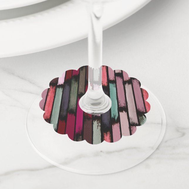 Rain of colours 3 wine glass tag (Close Up)