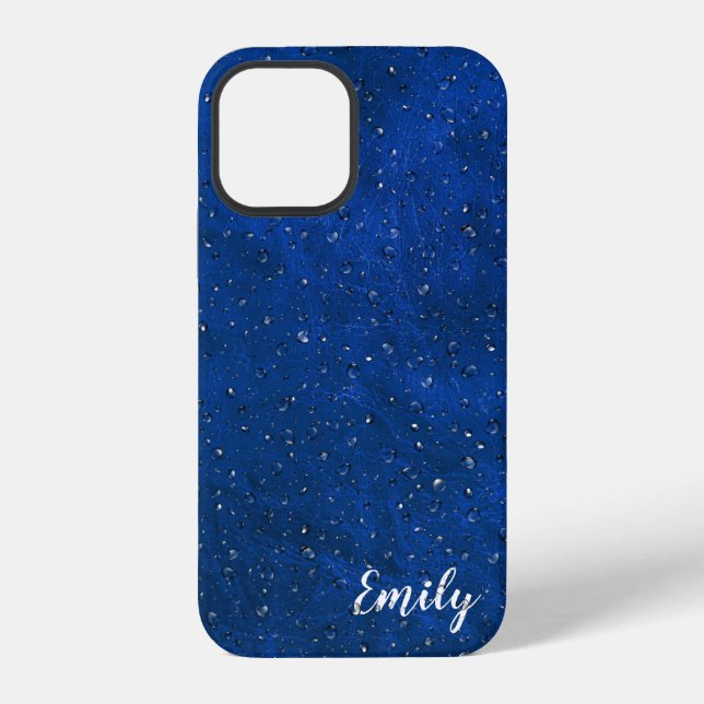 Rain on Blue Leather  iPhone Case (Back)