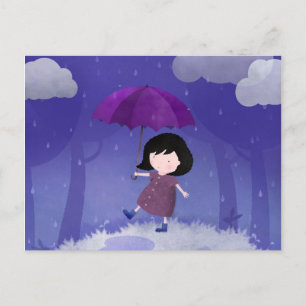 Rain on my umbrella - postcard