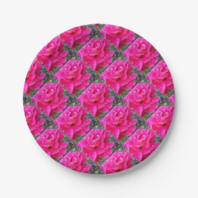 Rain on petals paper plate (Front)