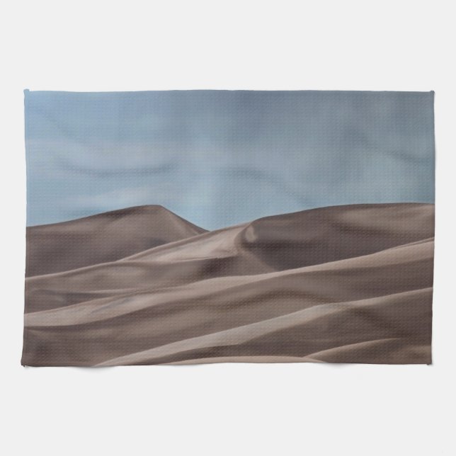 Rain on the Great Sand Dunes Tea Towel (Horizontal)