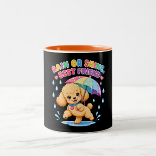 Rain or Shine Best Friend Cute Poodle Dog Design Two-Tone Coffee Mug