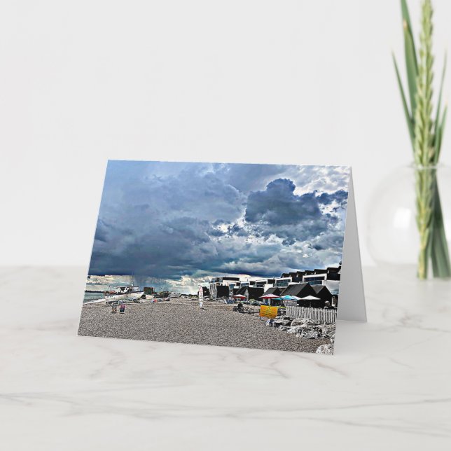 Rain over Hythe Fisherman's Beach Blank Card (Front)
