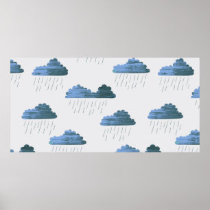 Rain pattern. Repeating vintage illustration with Poster