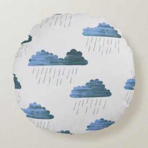 Rain pattern. Repeating vintage illustration with Round Cushion