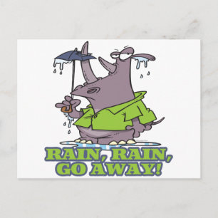 rain rain go away funny rhino april showers blues postcard