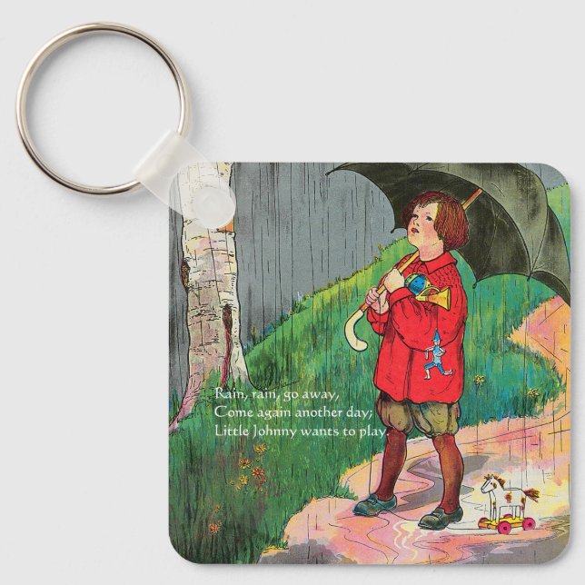 Rain, Rain, Go Away - Mother Goose Nursery Rhyme Key Ring (Front)