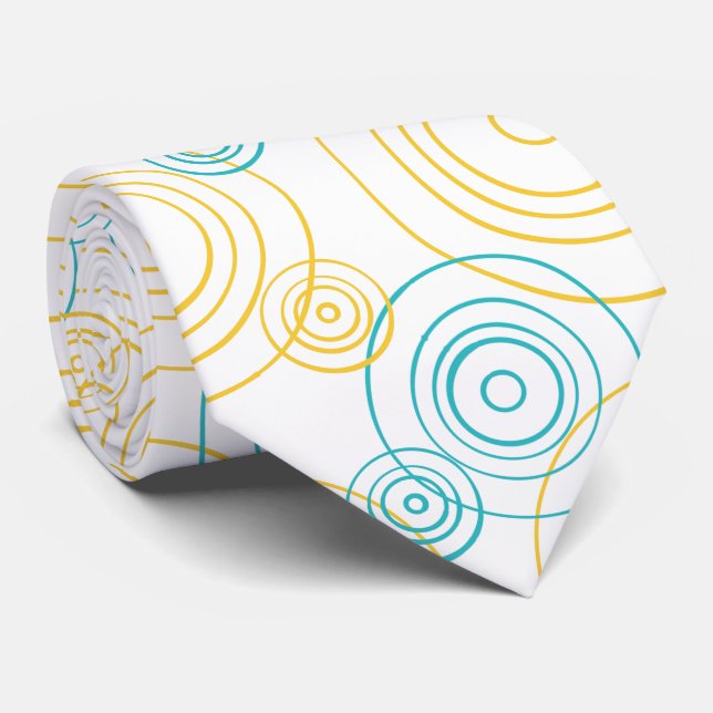Rain Ripples pattern in Turquoise and Yellow Tie (Rolled)
