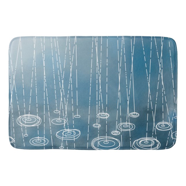 Rain Storm Blue Bath Mat (Front)