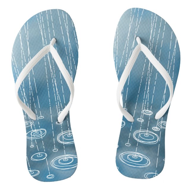 Rain Storm Blue Flip Flops (Footbed)