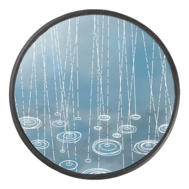 Rain Storm Blue Hockey Puck (Front)