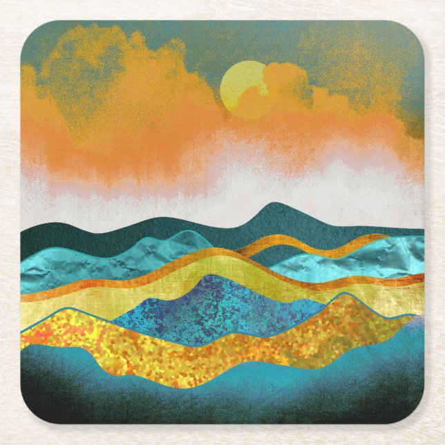 Rain Storm Square Paper Coaster (Front)