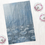 Rain Storm Tea Towel<br><div class="desc">Weather art depicting a wet and rainy stormy day with rain and puddles.  Original art by Nic Squirrell.</div>
