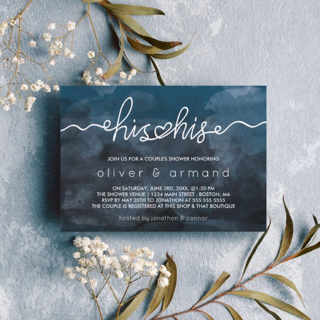 Rain Storm Watercolor His & His Couple's Shower Invitation (Creator Uploaded)