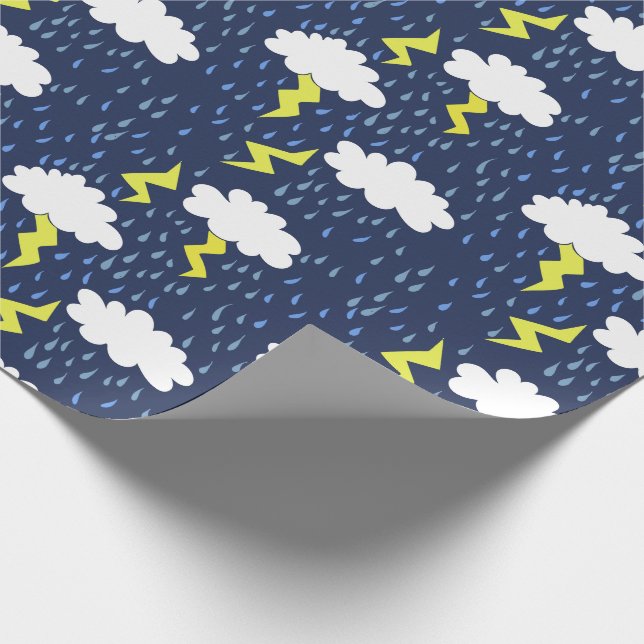 Rain storms thunder clouds wrapping paper (Corner)