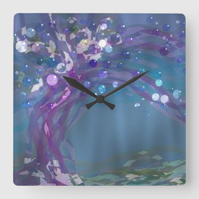 Rain Tree Square Wall Clock (Front)