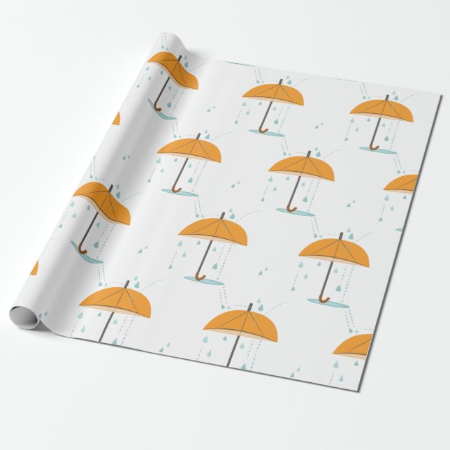 Rain Umbrella Wrapping Paper (Unrolled)
