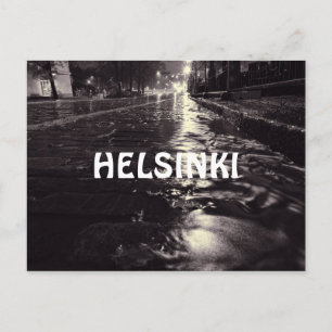 Rain water flowing on a Helsinki street Postcard
