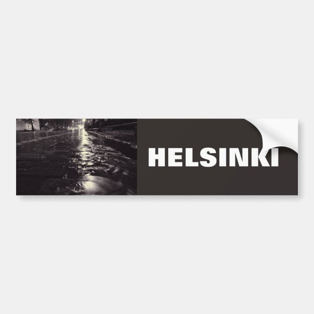 Rain water flowing on the streets of Helsinki Bumper Sticker (Front)